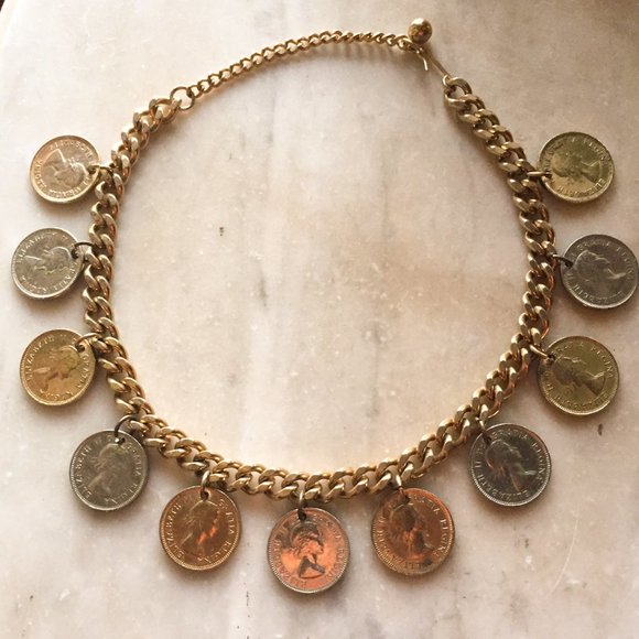 Vintage Jewelry - Queen Elizabeth II Mid-Century Canadian Penny Necklace!